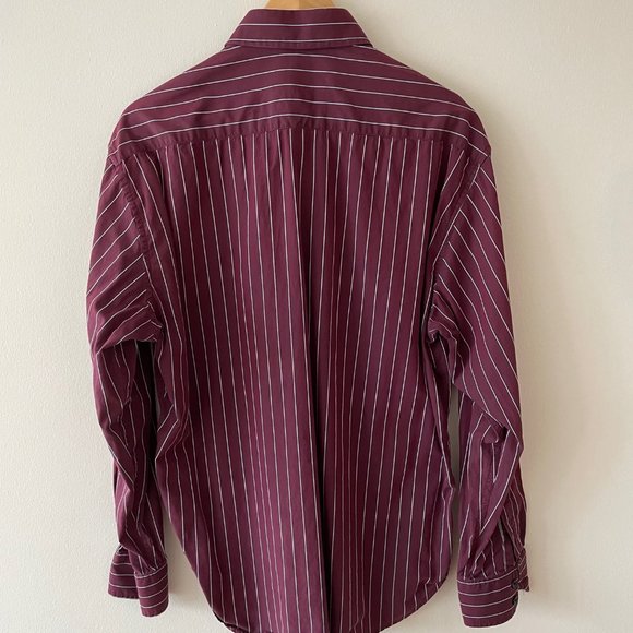 Robert Graham Sport Shirt - Maroon with Pale Blue Pinstripe - X-Large - Picture 2 of 6